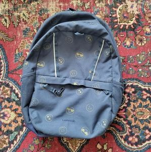 Lands’ End Fun Face Shimmer Smiley Backpack Kid’s School Bag Blue & Yellow